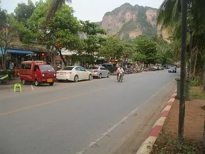 Shops & convenience stores line the streets at Ao Nang. Ao Nang Roads