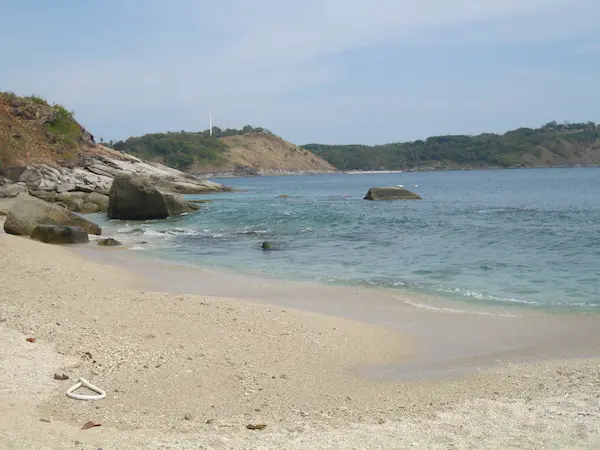 Rock formations along the beach at Ao Sane