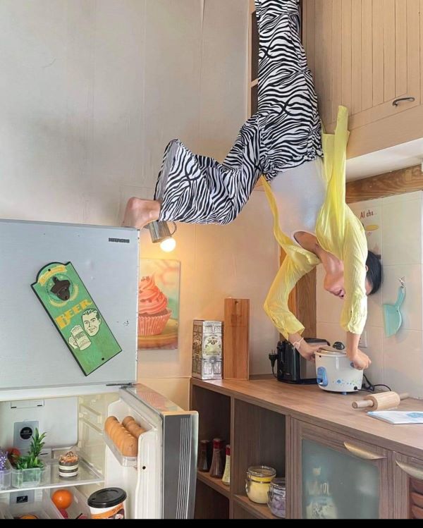 Walking on the ceiling at the Upside Down House in Phuket