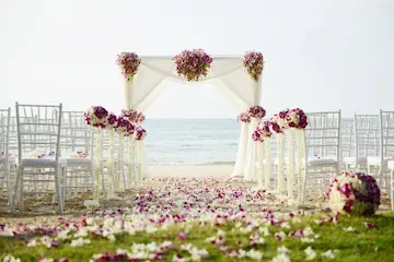 Detailed floral designs for a beach wedding in Phuket Decorated Beach wedding venue Phuket