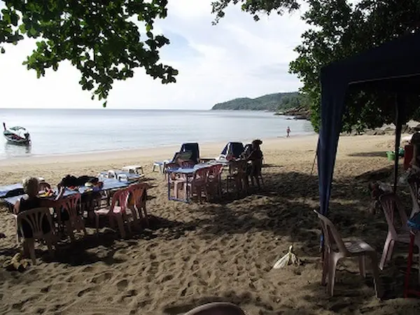 Me enjoying the lunchtime views. lunchtime views at Banana Rock Beach.