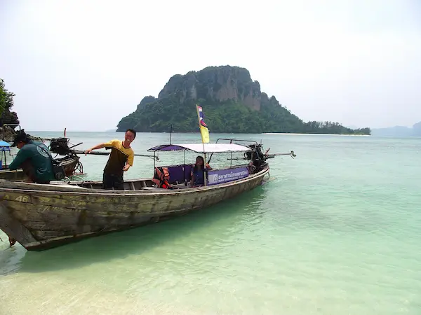 View of Koh Poda in the background from Tup Island and Chicken Island during an island hopping tour. 4 Island Tour Krabi