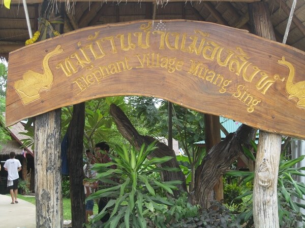 Elephant Trekking at Muang Sing Elephant Village, Kanchanaburi, Thailand.