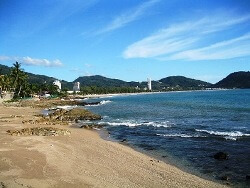 View of the beach at Kalim looking back to Patong Kalim Beach, Phuket
