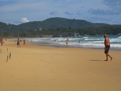 Looking south along Karon Beach in the low season.
