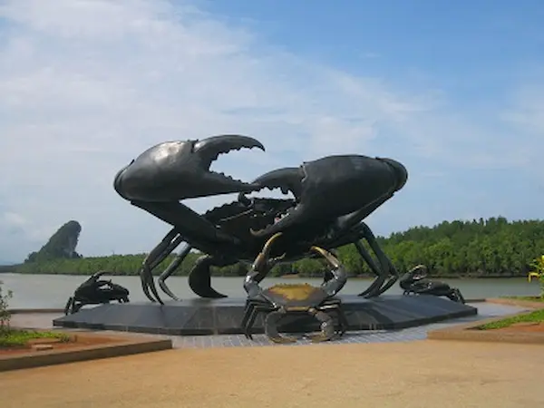 Giant sculpture of a crab in Krabi Thailand. Khao Khanap Nam