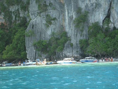 Monkey Bay Phi Phi Islands.