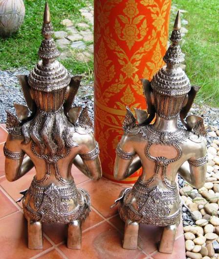 Silver Kneeling Angels back view.