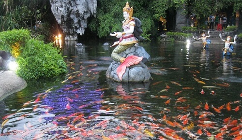 Fish pond at the entrance of Phuket Fantasea Fish pond at Phuket Fantasea
