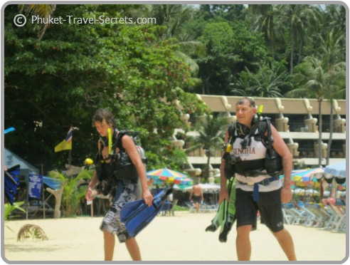 All smiles after our first dive off Karon Beach with Phuket Scuba Club. All smiles after our first dive off Karon Beach with Phuket Scuba Club.