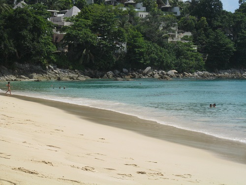 looking south along Surin Beach. Southern end of Surin Beach.