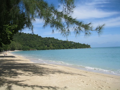 Perfect swimming conditions during high tide at Tri Tra Beach in Phuket Perfect swimming conditions during high tide at Tri Tra Beach in Phuket
