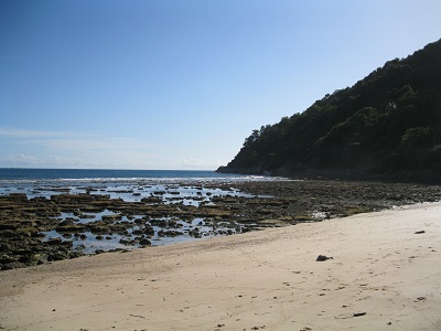 Low tide in front of the Merlin Beach Resort at Tri Trang Beach.