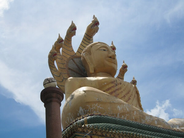 Phra Nak Prok a large Golden Buddha at Wat Bang Riang in Phang Nga