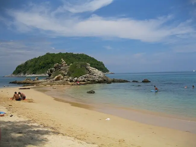 Looking South from Yanui towards the offshore island of Koh Kaeo Noi. Yanui Beach Rock Formation