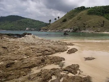 Looking towards the windmill viewpoint from Ya Nui Beach in Phuket View of Windmills at Yanui