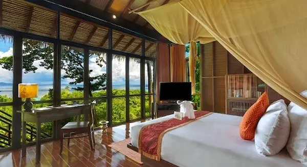 View from inside the one bedroom pool villas at the Zeavola Pool Villa Views